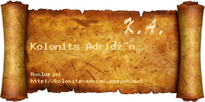 Kolonits Adrián névjegykártya