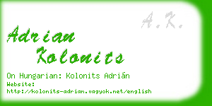 adrian kolonits business card