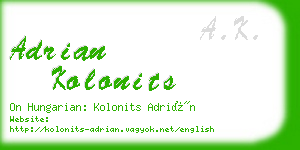 adrian kolonits business card